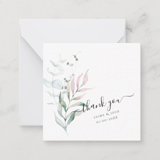 PixDezines Waterverf Roze tandvlees Eucalyptus Notitiekaartje (Voorkant)