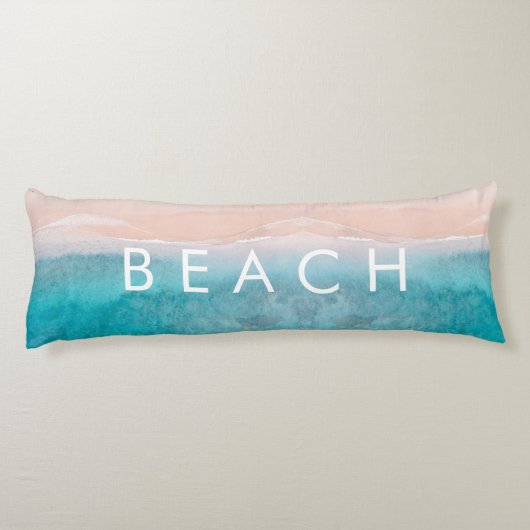PixDezines waterverf ROZE ZANDSTRAND Lichaamskussen (Achterkant)