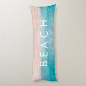 PixDezines waterverf ROZE ZANDSTRAND Lichaamskussen (Achterkant (Verticaal))