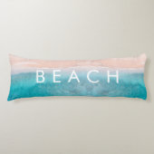 PixDezines waterverf ROZE ZANDSTRAND Lichaamskussen (Voorkant)