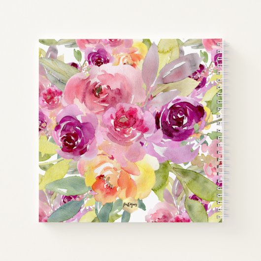 PIXDEZINES WATERVERF ROZEN BABY 1E JAAR NOTITIEBOEK (Achterkant)