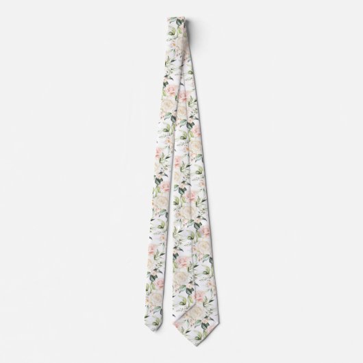 PixDezines Waterverf Rozen Blush Cream Stropdas (Achterkant)