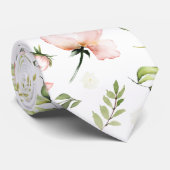 PixDezines Waterverf Rozen Blush Cream Stropdas (Opgerold)