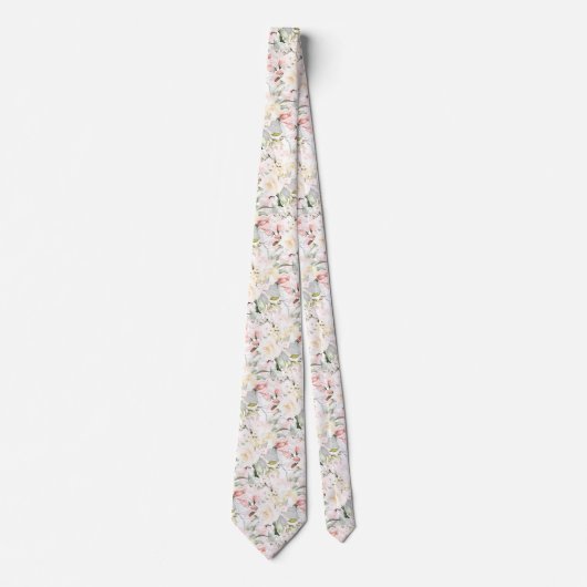 PixDezines Waterverf Rozen Blush Cream Stropdas (Voorkant)