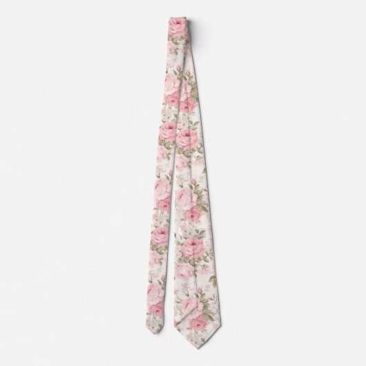 PixDezines Waterverf Rozen Blush Roze Stropdas (Achterkant)