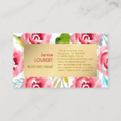 PixDezines Waterverf Rozen/Faux Gold Visitekaartje (Achterkant)