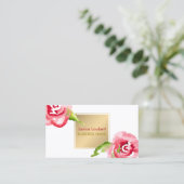 PixDezines Waterverf Rozen/Faux Gold Visitekaartje (Staand voorkant)