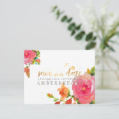 PixDezines Waterverf Rozen/sla de datum op Aankondigingskaart (Staand voorkant)