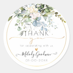 PixDezines Waterverf Rustic Blue Gum Eucalyptus Ronde Sticker