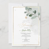 PixDezines Waterverf Rustic Eucalyptus Baptisme Kaart (Voorkant)