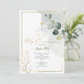 PixDezines Waterverf Rustic Eucalyptus Communie Kaart (Staand voorkant)