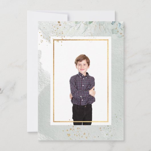 PixDezines Waterverf Rustic Eucalyptus Communie  Kaart (Achterkant)