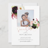 PixDezines Waterverf Rustieke Bloom, Save the Date Kaart (Voorkant)