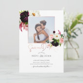 PixDezines Waterverf Rustieke Bloom, Save the Date Kaart (Staand voorkant)