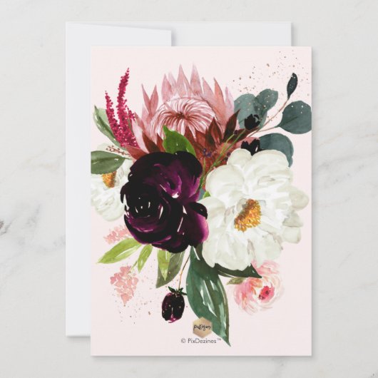 PixDezines Waterverf Rustieke Bloom, Save the Date Kaart (Achterkant)