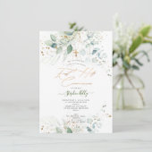 PixDezines Waterverf Rustieke Eucalyptus Communie Kaart (Staand voorkant)