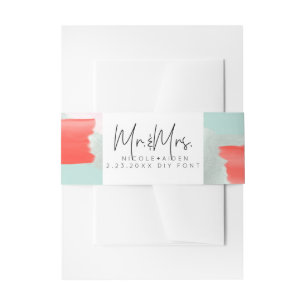 PixDezines Waterverf Seafoam Koraal Sinaasappel Uitnodigingen Wikkel