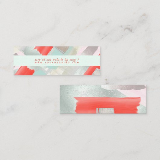 PixDezines Waterverf Seafoam Koraal web RSVP Mini Visitekaartje (Voorkant / Achterkant)