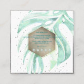 PixDezines WATERVERF SEAFOAM MONSTERA, GROEN Vierkante Visitekaartje (Achterkant)