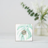 PixDezines WATERVERF SEAFOAM MONSTERA, GROEN Vierkante Visitekaartje (Staand voorkant)
