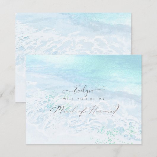 PixDezines Waterverf Shoreline Maid of Honor Kaart (Voorkant / Achterkant)