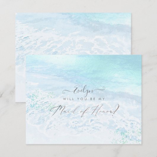 PixDezines Waterverf Shoreline Maid of Honor Kaart (Voorkant / Achterkant)