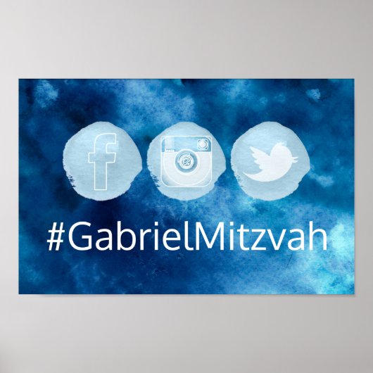 PixDezines Waterverf Social Media Hashtag teken Poster (Voorkant)