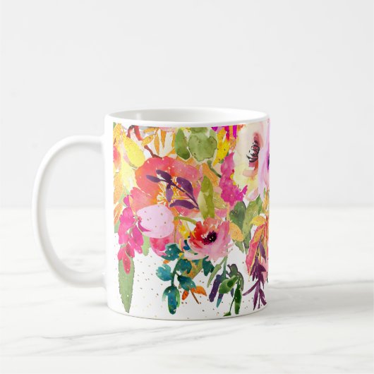 PixDezines Waterverf Spring+Faux Gold Sprinkles Koffiemok (Links)