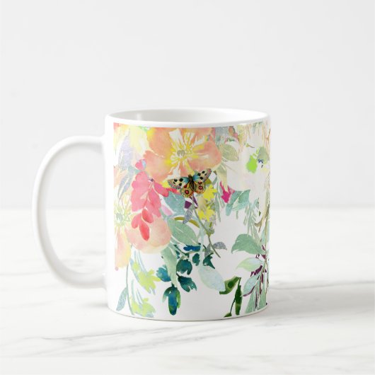 PixDezines Waterverf Spring, Peach+Mint Koffiemok (Links)