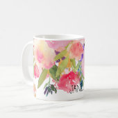 PixDezines Waterverf Spring, Peonies Boeket Koffiemok (Voorkant links)