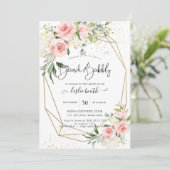 PixDezines Waterverf Stof Roze Brunch+Bubbels Kaart (Staand voorkant)