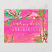 PixDezines Waterverf Strand Opslaan Datum Foto Aankondigingskaart (Voorkant)