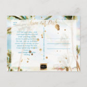 PixDezines Waterverf Strand Opslaan Datum Foto Aankondigingskaart (Achterkant)