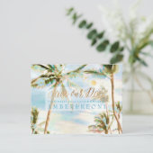 PixDezines Waterverf Strand Opslaan Datum Foto Aankondigingskaart (Staand voorkant)