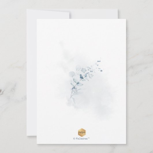 PixDezines Waterverf Stustblauw Eucalyptus Kaart (Achterkant)