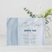 PixDezines Waterverf Stusty Blu Waves Bar Mitzvah  Kaart (Staand voorkant)