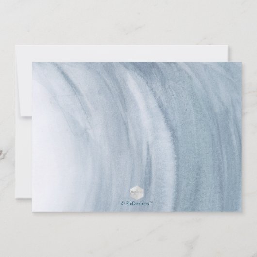 PixDezines Waterverf Stusty Blu Waves Bar Mitzvah  Kaart (Achterkant)