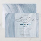 PixDezines Waterverf Stusty Blu Waves Bar Mitzvah  Kaart (Voorkant / Achterkant)