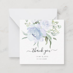 PixDezines Waterverf Stusty Blue Rozen Dank u Notitiekaartje