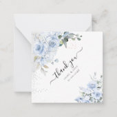 PixDezines Waterverf Stusty Blue Rozen Dank u wel Notitiekaartje (Voorkant)