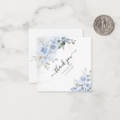 PixDezines Waterverf Stusty Blue Rozen Dank u wel Notitiekaartje (Voorkant / Achterkant in situ)