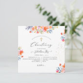 PixDezines Waterverf Summer Rozen Christening Kaart (Staand voorkant)