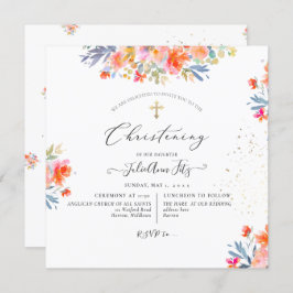 PixDezines Waterverf Summer Rozen Christening Kaart