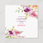 PixDezines Waterverf Summer Rozen, Plum Vierkante Visitekaartje (Achterkant)