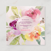 PixDezines Waterverf Summer Rozen Vierkante Visitekaartje (Achterkant)