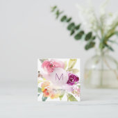 PixDezines Waterverf Summer Rozen Vierkante Visitekaartje (Staand voorkant)