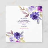 PixDezines Waterverf Summer Rozen, Violet Paars Vierkante Visitekaartje (Achterkant)