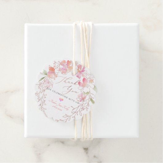 PixDezines Waterverf Sweet Pea krans Dank u Bedankjes Labels (In situ)