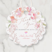 PixDezines Waterverf Sweet Pea krans Dank u Bedankjes Labels (Voorkant)