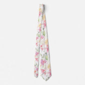 PixDezines Waterverf Sweetpeas Blush Pink Yellow Stropdas (Achterkant)